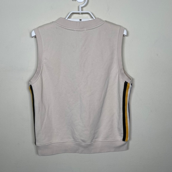Evereve Women's Mayan Sleeveless V Neck Sweatshirt Vest Top Side Stripe Beige M - Picture 5 of 9